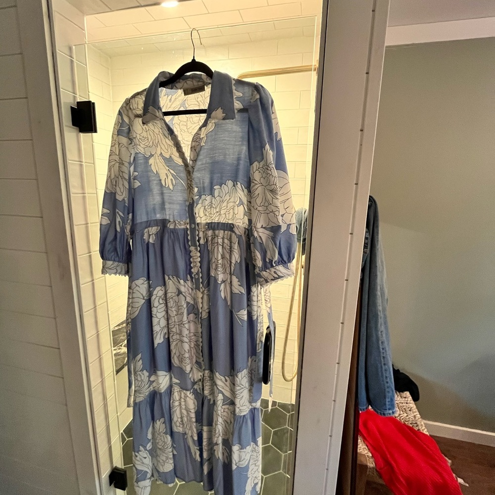 Floral Blue and White Women's Dress